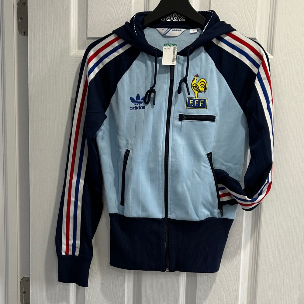 ADIDAS RARE VINTAGE Fifa France Light Blue and Navy Varsity Jacket